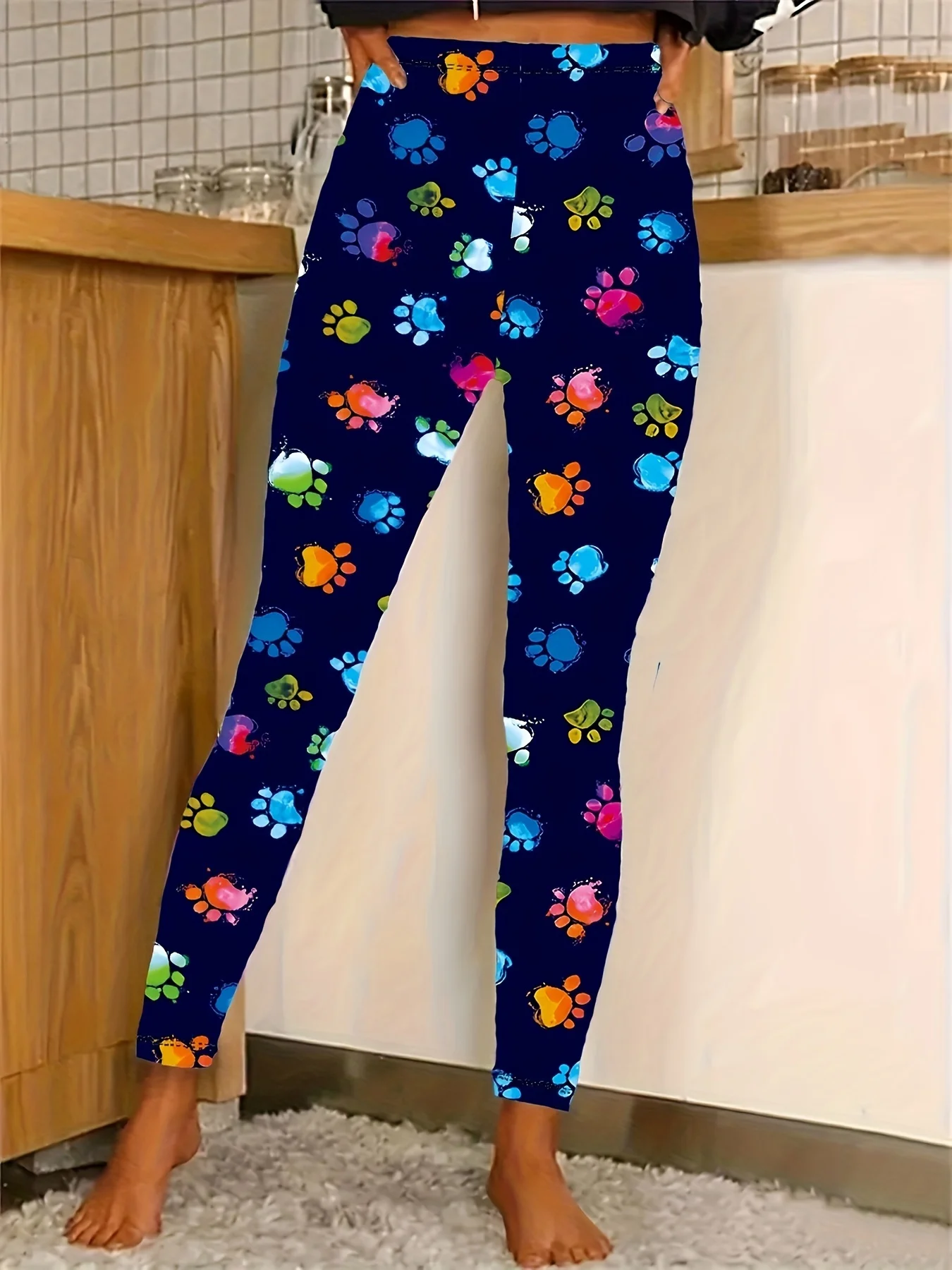 Women's Leggings dog paw Pattern 3D Printed Outdoor Trousers Polyester Stretch Elastic Waist Fall Winter Festival Streetwear