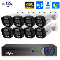 Hiseeu 8MP 5MP 4K POE Security IP Camera System Kit Full Color Night Vision 8CH NVR Outdoor Camera Surveillance Set Face Detect