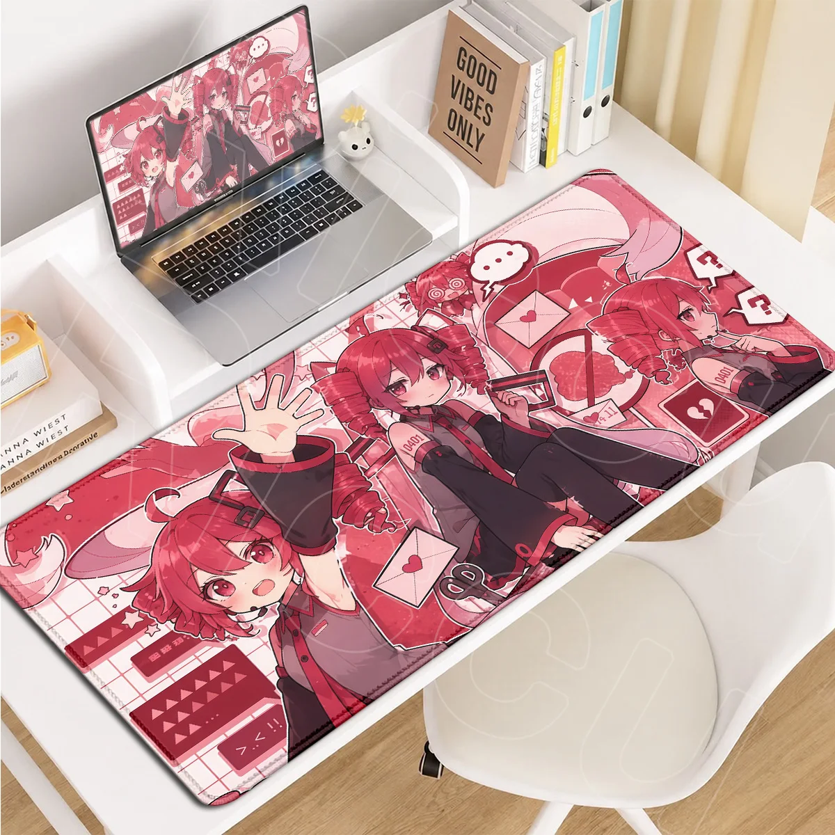 Große Laptop-Tastatur-Unterlage, rutschfeste Naturkautschuk-Gaming-Mausmatte, Kawaii Anime-Mädchen Kasane Teto Mauspad, PC-Zubehör – Detail 5