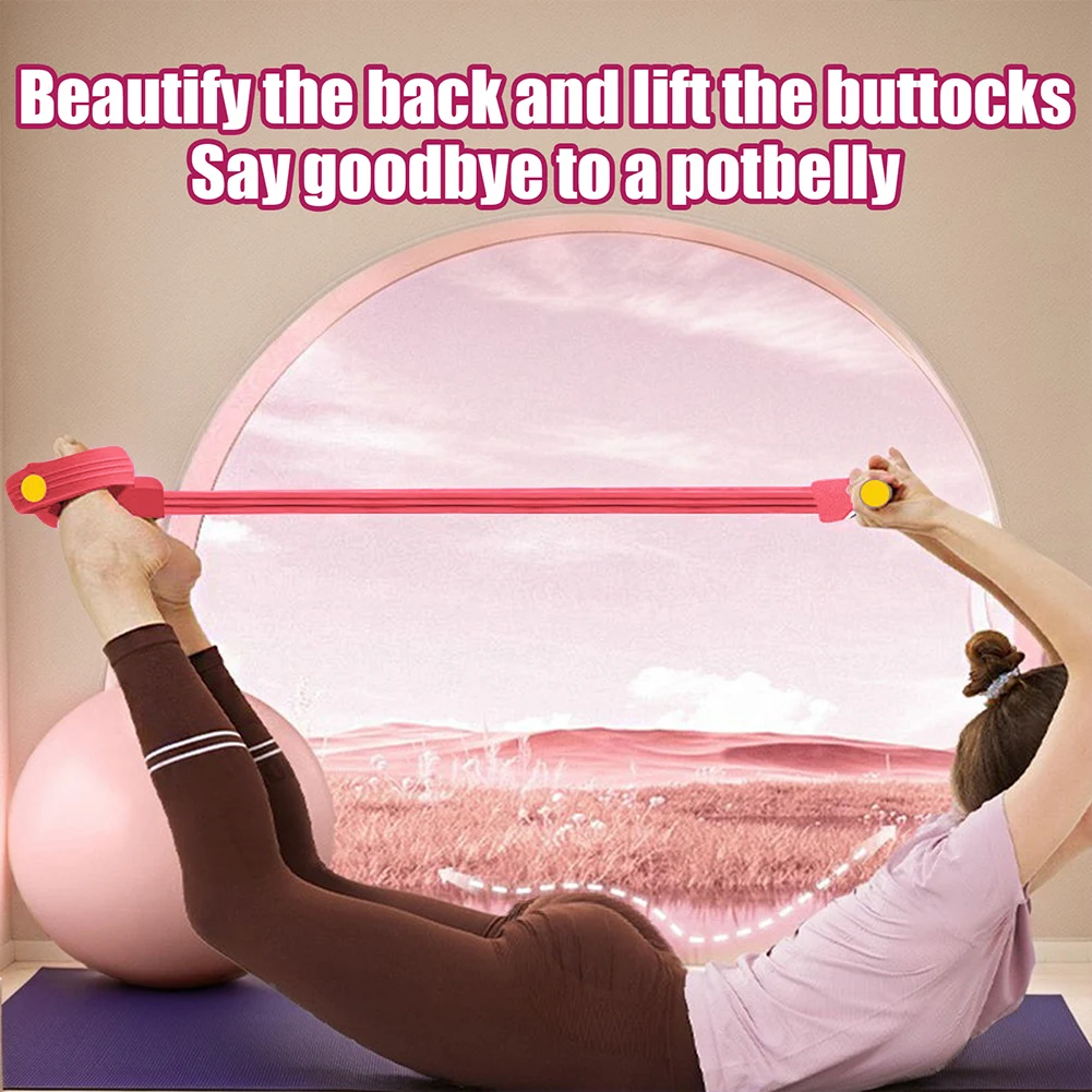 حبل توتر متعدد الوظائف للتمرين مع مقابض وأشرطة مقاومة للياقة البدنية وحزام مقاومة لدواسة القدم للنساء والرجال #4