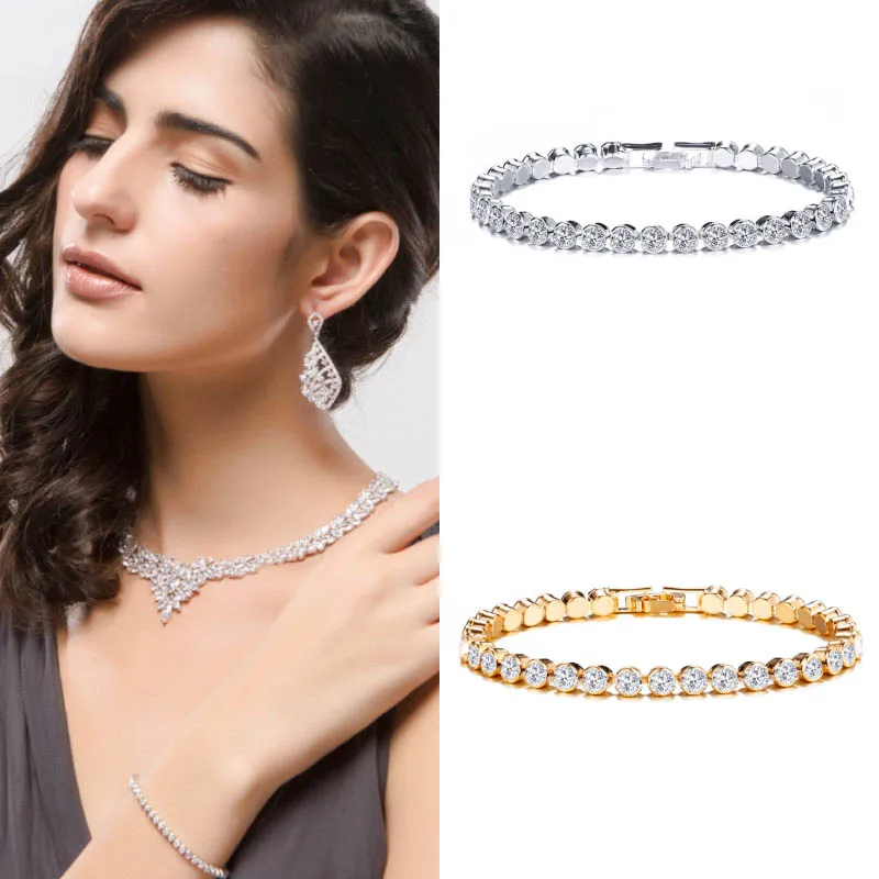 Fashion Gold Silver Color Women Tennis Braclet Valentine's Day Braclet Gift For Her Casual Pulseria Accessories Official Jewelry