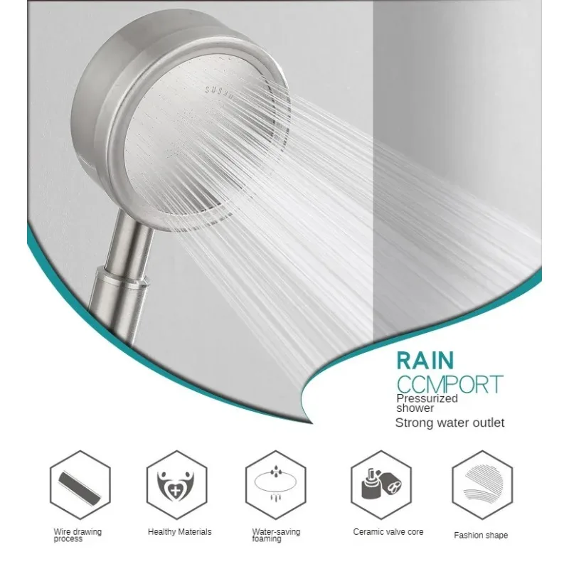 304 Stainless Steel Rainfall Shower System Wall Mounted Bathroom Bathtub Shower Faucet Set Household Hot Cold Shower Fixtures