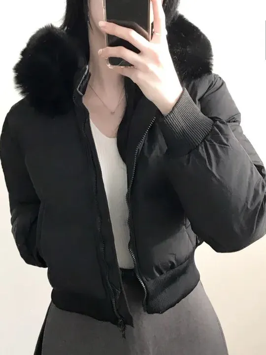 Jaet en coton à capuche détachable pour femme, vêtement d'hiver rétro coréen, petite taille, coupe cintrée, nouvelle collection hiver