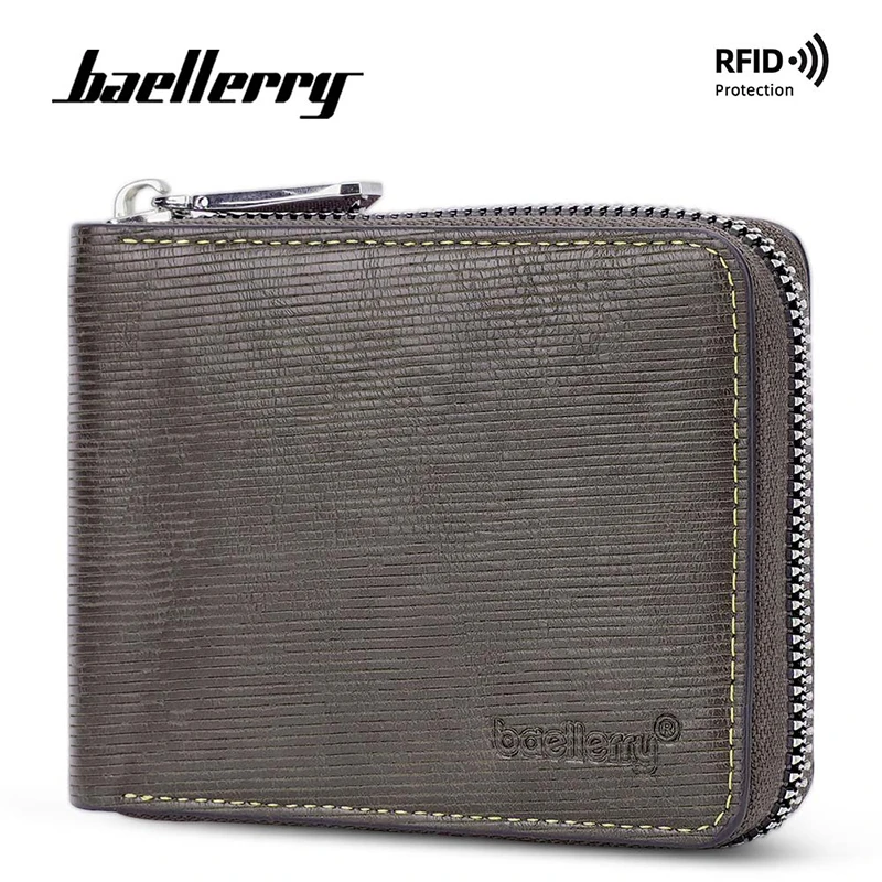 Baellerry 남성용 RFID 단지갑, 레트로 동전 주머니, 지퍼 하이 퀄리티, 심플 카드홀더, 카드 가방, 신제품