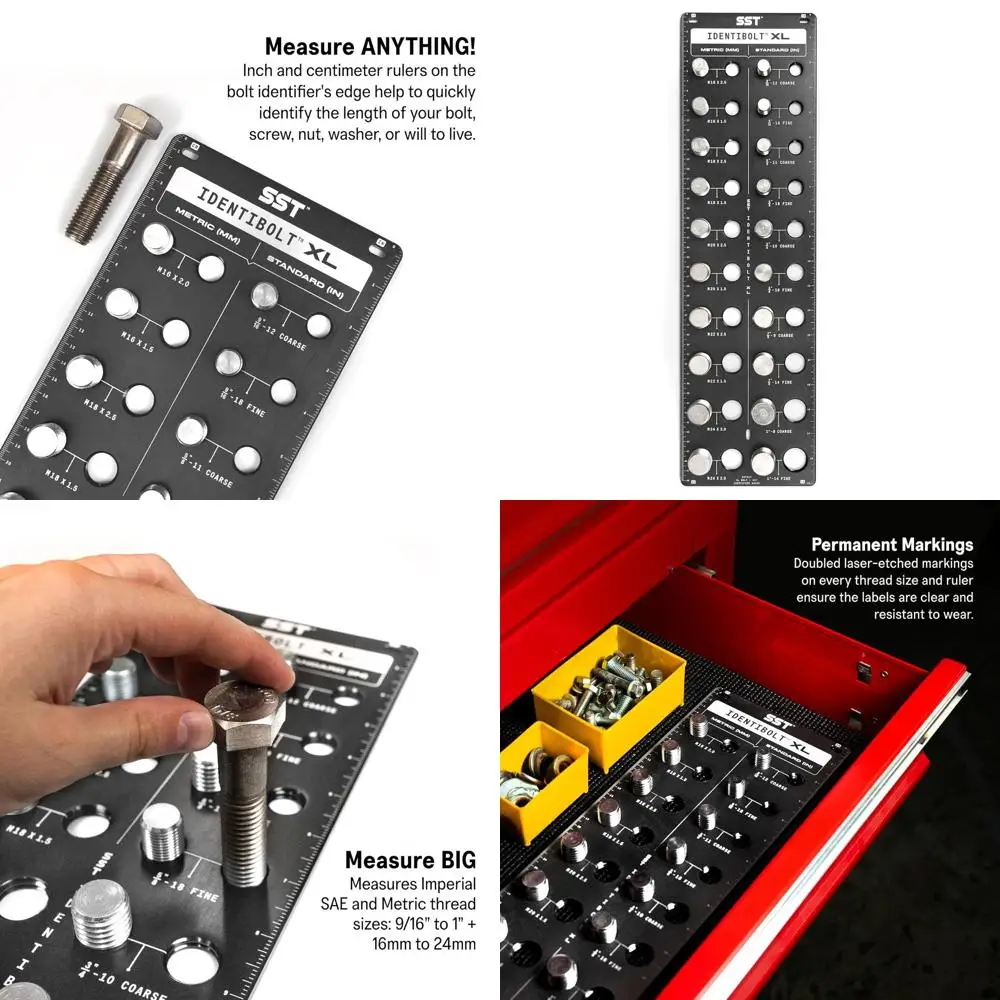 

Large Nut and Bolt Thread Checker - Imperial and Metric, 20 Pieces, 9/16 to 1, 16mm to 24mm - USA Made
