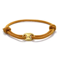 Simple Style Men Bracelet With Stainless Steel Sliding Adjustable Beach Nautical Marine String Braclet Leisure Accessories Joias