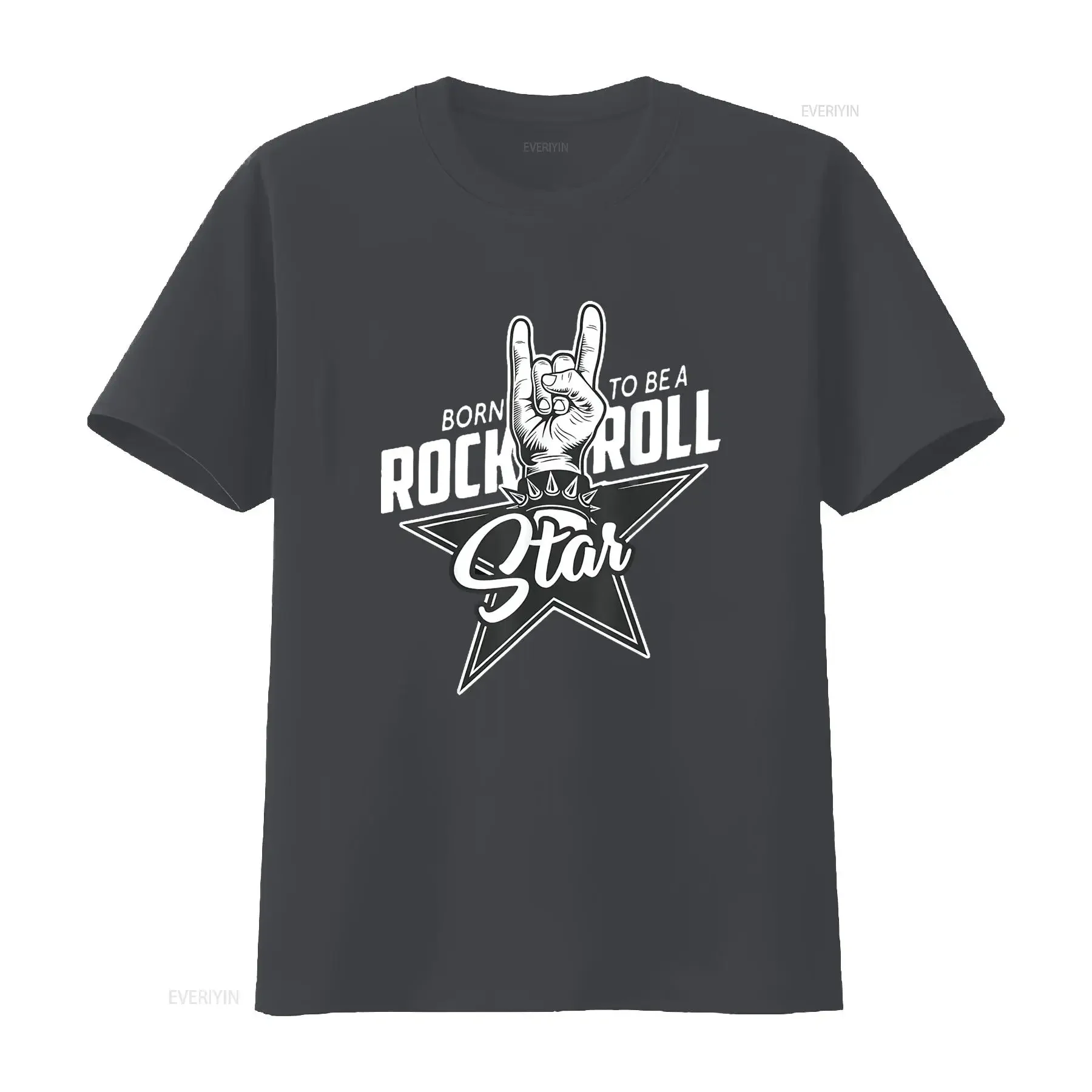 تي شيرت رجالي Born To Be A Rock Roll Star Hard Rocker Concert تي شيرت أسود عتيق مغسول ناعم مريح ومتعدد الاستخدامات قليلاً #4