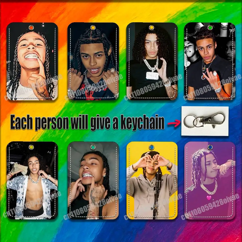 

DD O-Osama Rapper For ID Clips Credit Bank Subway Card Holder Cover Sleeve Ornament Leather Keychain