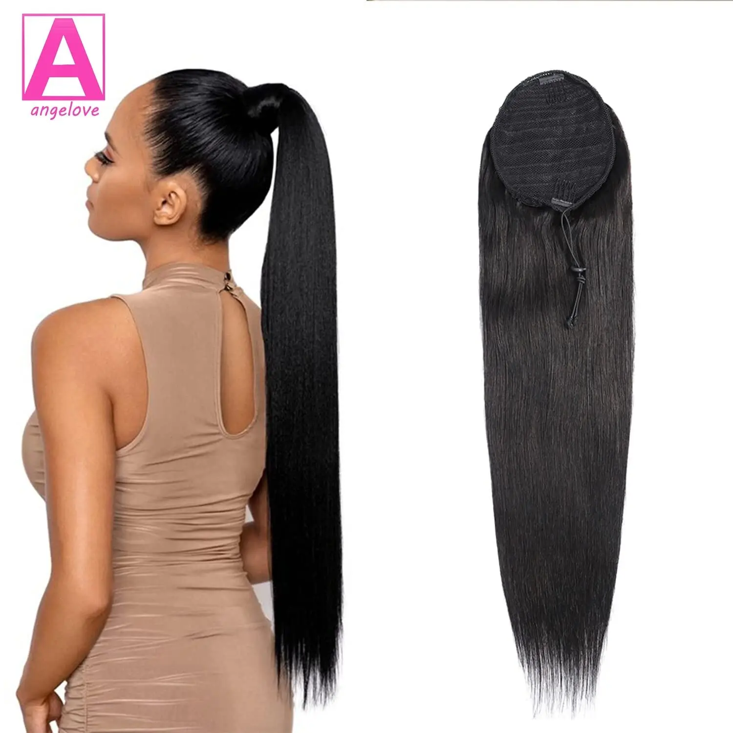 Human Ponytail With For Human Clip Natural Extensions Color