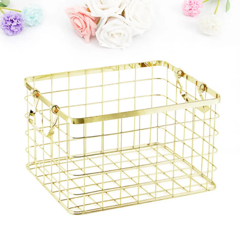 1Pcs Farmhouse Iron Storage Basket Retro Wire Basket with Weighted Bottom for Laundry Towels Snacks Cosmetics Books Kitchen