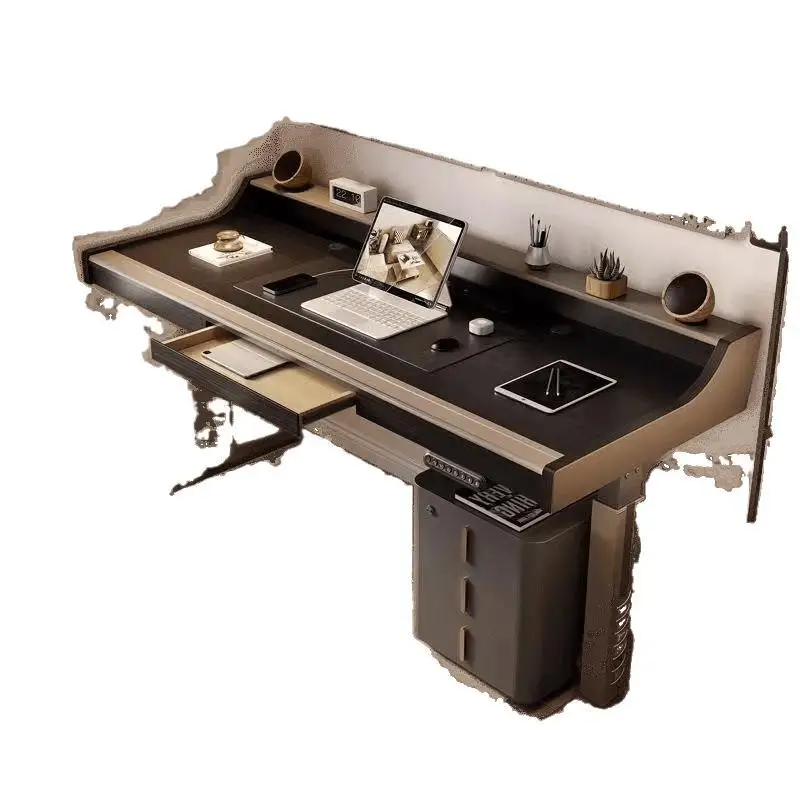 

Electric lifting desk Smart lifting table Italian minimalist black solid wood computer desk