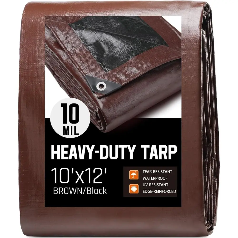 

Тент-брезент водонепроницаемый усиленный 10x12 футов, толщина 10 мил, для уличной мебели, утепленный пластиковый тент для кемпинга, палаток, лодок