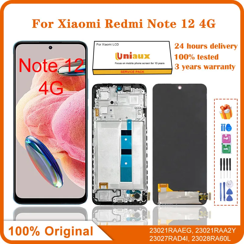 

6.67''Original For Xiaomi Redmi Note 12 4G LCD Display Screen Touch Panel Digitizer Replacement Parts For Xiaomi Redmi Note 12