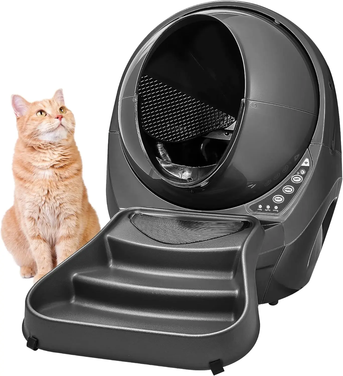 Grey - Automatic, Self-Cleaning Cat Litter Box, App Controlled, Helps Reduce Litter Box