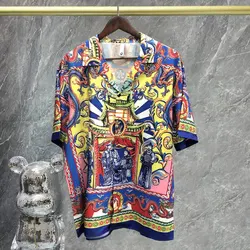 Hip Hop Casual Beach Holiday Button Top Hawaiian Shirt Streetwear Vintage Portrait Print Shirt Streetwear Camisas De Hombre