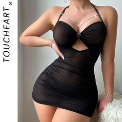 Toucheart Erotic Costume Transparnet Bodycon Sexy Hot Lingerie Halter Sexy Lingerie Flirting Push-Up Nightgown Sexy Pajamas New