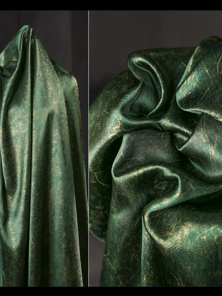 

Acetic Acid Fabric for Clothes Material Green Golden Drape Chinese Shirt Dress Pants Clothing Designer Fabric for Sewing Meter