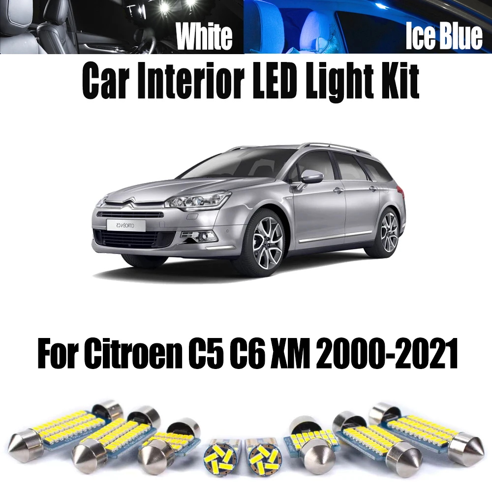 Canbus Error Free LED Interior Map Dome Vanity Mirror Trunk Light Kit For Citroen C5 C6 XM 2000-2018 2019 2020 2021 Reading Bulb