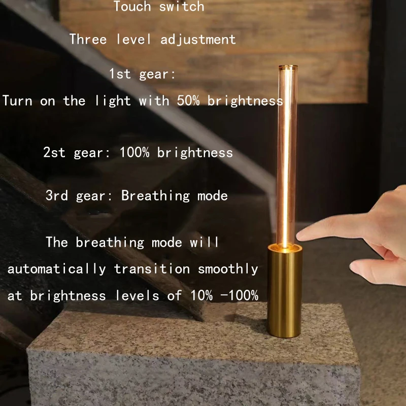 Modern Minimalist Ambient Breathing Light, Restaurant Bar Lamp, High-End Rechargeable LED Touch Bedside Night Light