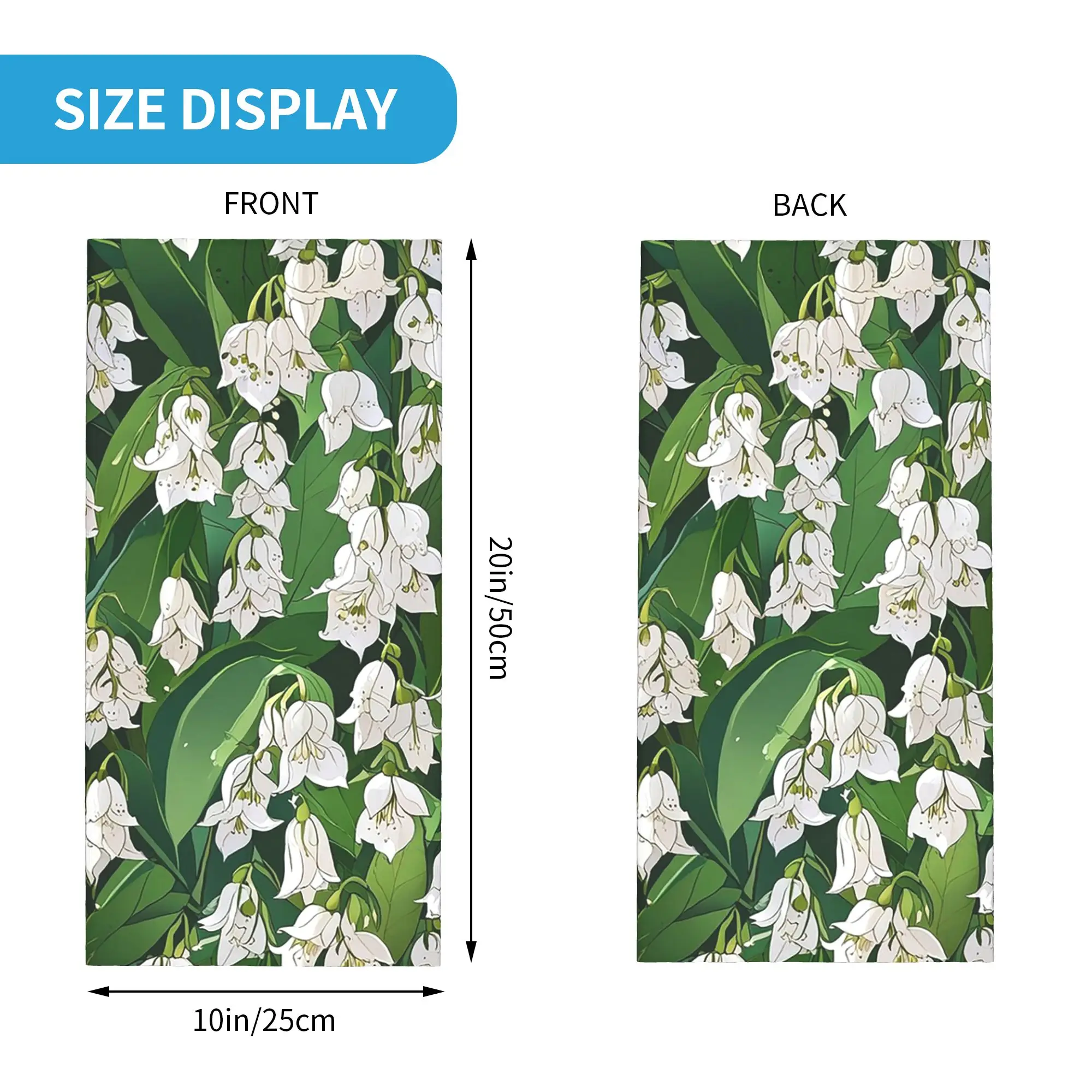 Lily of the Valley white flowers pattern Bandana Neck Gaiter Printed Wrap Scarf Cycling Scarf Hiking Fishing for Men Women Adult