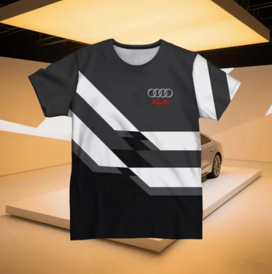

Новая летняя футболка Audi с короткими рукавами и 3D принтом для занятий спортом на открытом воздухе, быстросохнущая, дышащая, крутая тонкая футболка из полиэстера