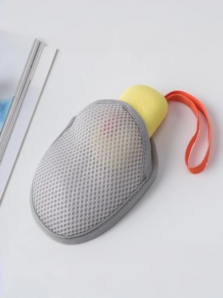 Red de espuma de jabón de doble cara con cordón | Bolsa de malla exfoliante para el cuerpo, para almacenamiento de jabón y limpieza en el baño