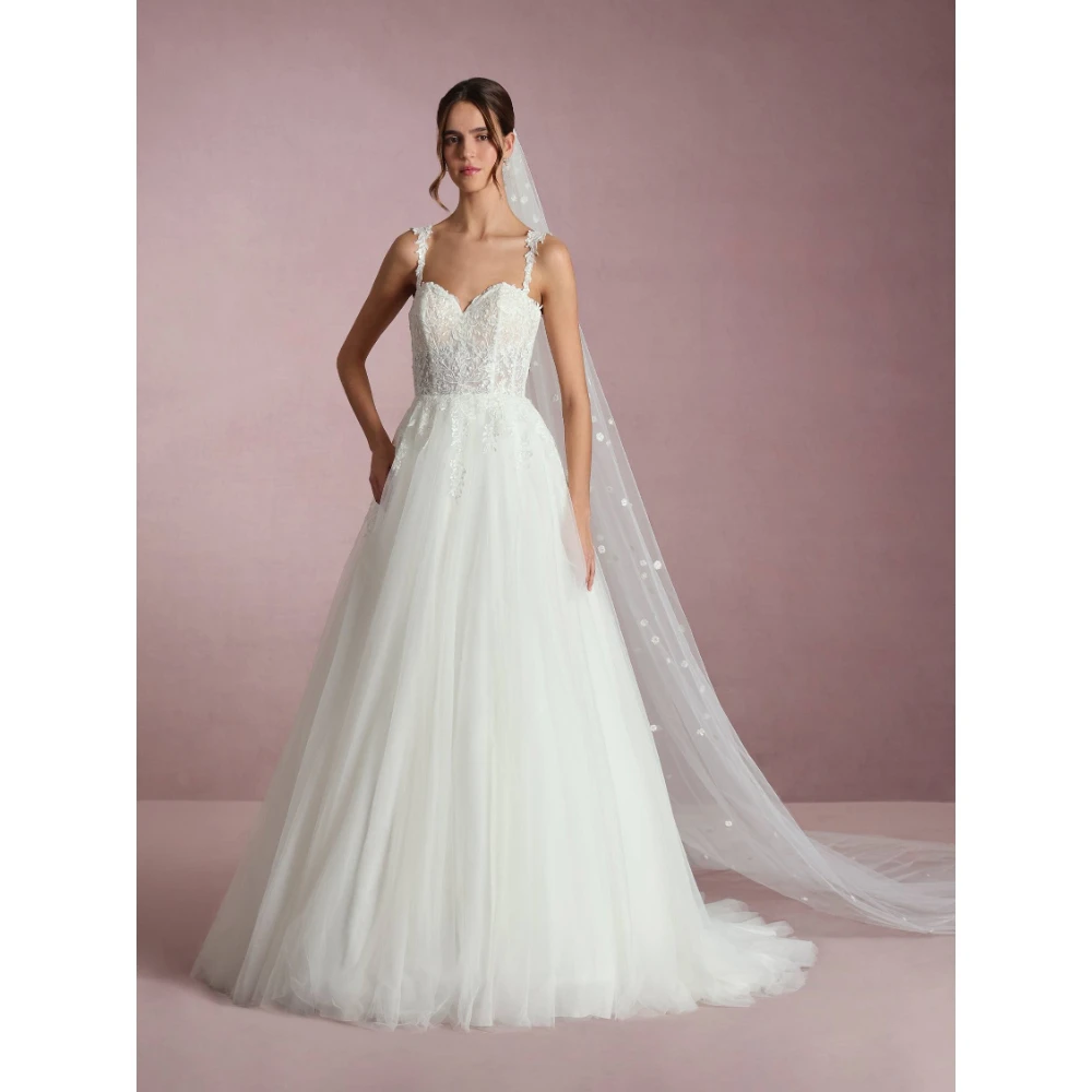 ESBRIDE Abito da sposa su misura Cinghie eleganti Abiti da sposa bianchi Appliques Abiti da festa formali senza maniche Abiti personalizzati