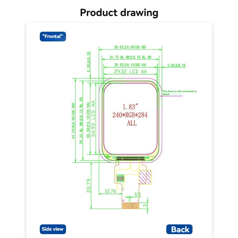 New!!1.83 Inch 240X 284 Display Screen 1.83 Inch Capacitive Touch Screen ST7789P3 Driver IC Display Screen