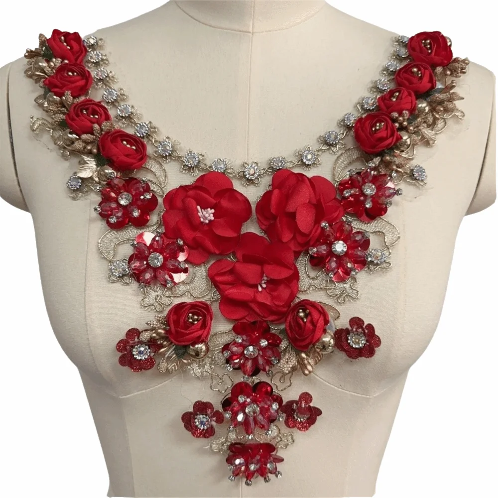 

Fashion Embroidered Flower Collar 3D Flower Applique Lace Sewing Applique Fake Collar Soft DIY Craft Flower Collar Patch