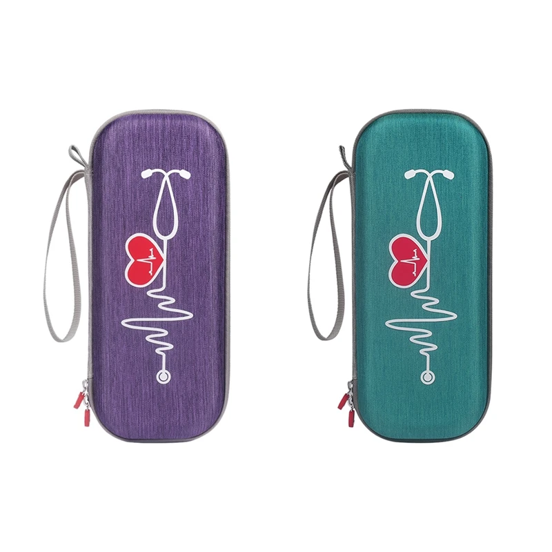 

2PCS Carrying Case For Littmann Classic Iii Stethoscope Protect Pouch Sleeve Box Protection Case(Purple & Green)