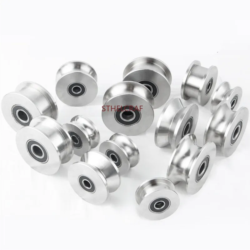 1PC Stainless Steel Track Pulley Bearing Wheel V/U/H-type Steel Wire Rope Lifting Pulley Courtyard Sliding Door Rollers
