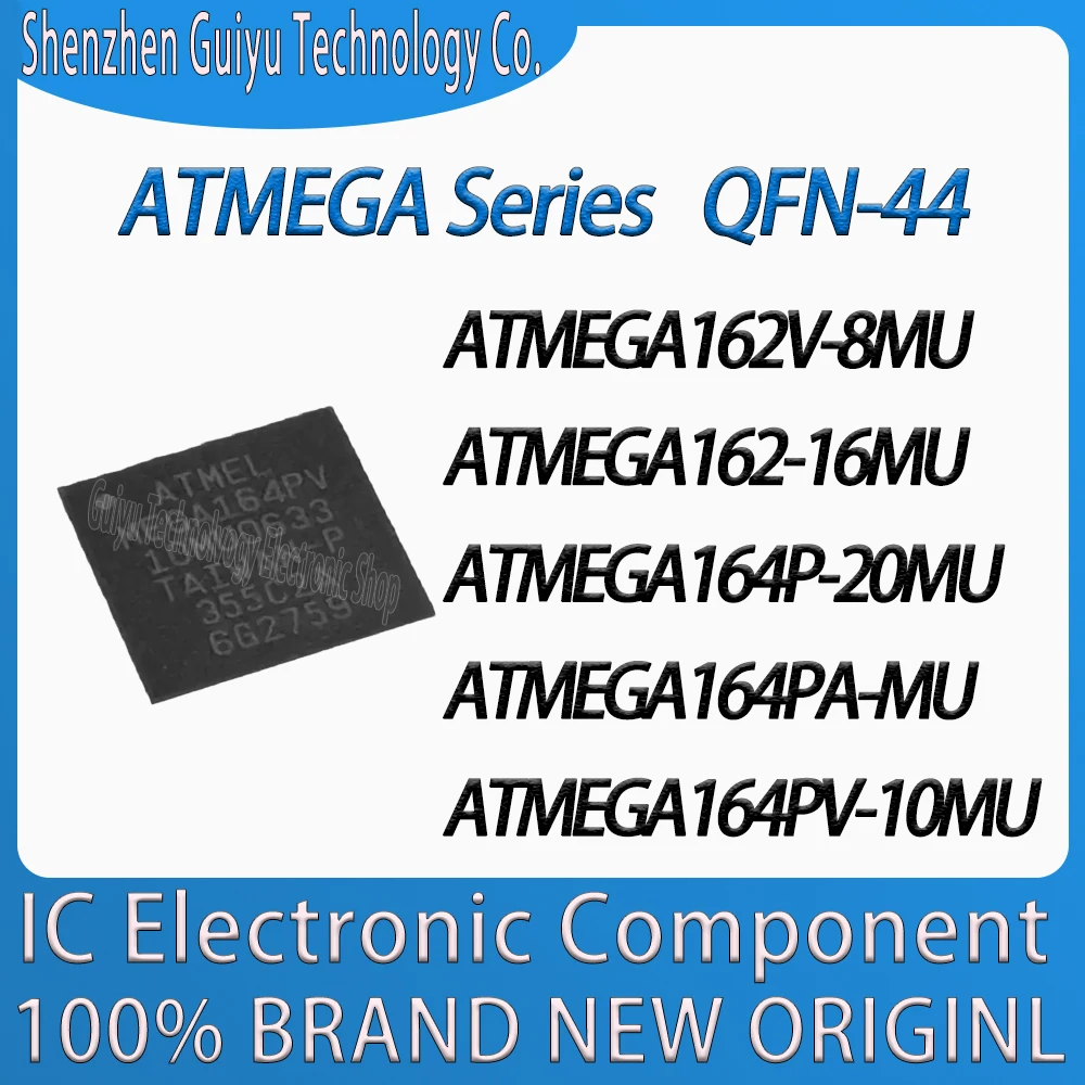 ATMEGA162V-8MU ATMEGA162-16MU ATMEGA164P-20MU ATMEGA164PA-MU ATMEGA164PV-10MU ATMEGA162V ATMEGA162 ATMEGA Series QFN-44 IC Chip