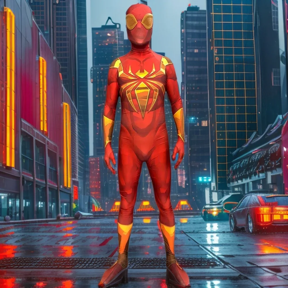 

Halloween Rivals Iron Spider Cosplay Costume Men Superhero Bodysuit Zentai Full Adult Man Party Jumpsuit-1
