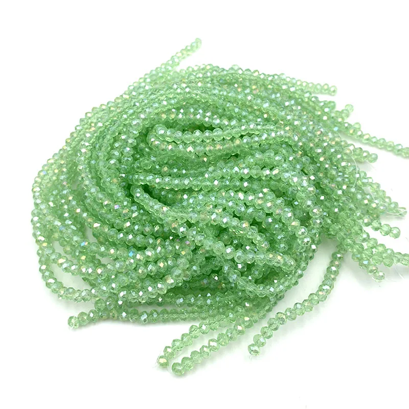 2 3 4 6 8mm Green Rondelle Crystal Beads for Jewelry Making Faceted Loose Spacer Glass Beads for Bracelets Necklace DIY