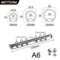 Moterm A6 Size Metal Spiral Rings Binder Clip With 2 Pairs of Screw For Diary Notebook Binder Clip File Folder