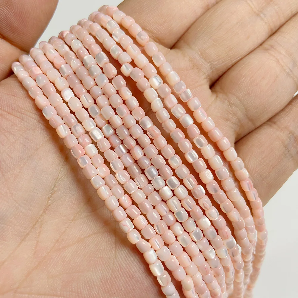 Pink Natural Sea Shell Beads Cylindrical Mother of Pearl Shell Spaced Beads For DIY Jewelry Making Bracelets Necklaces Earrings