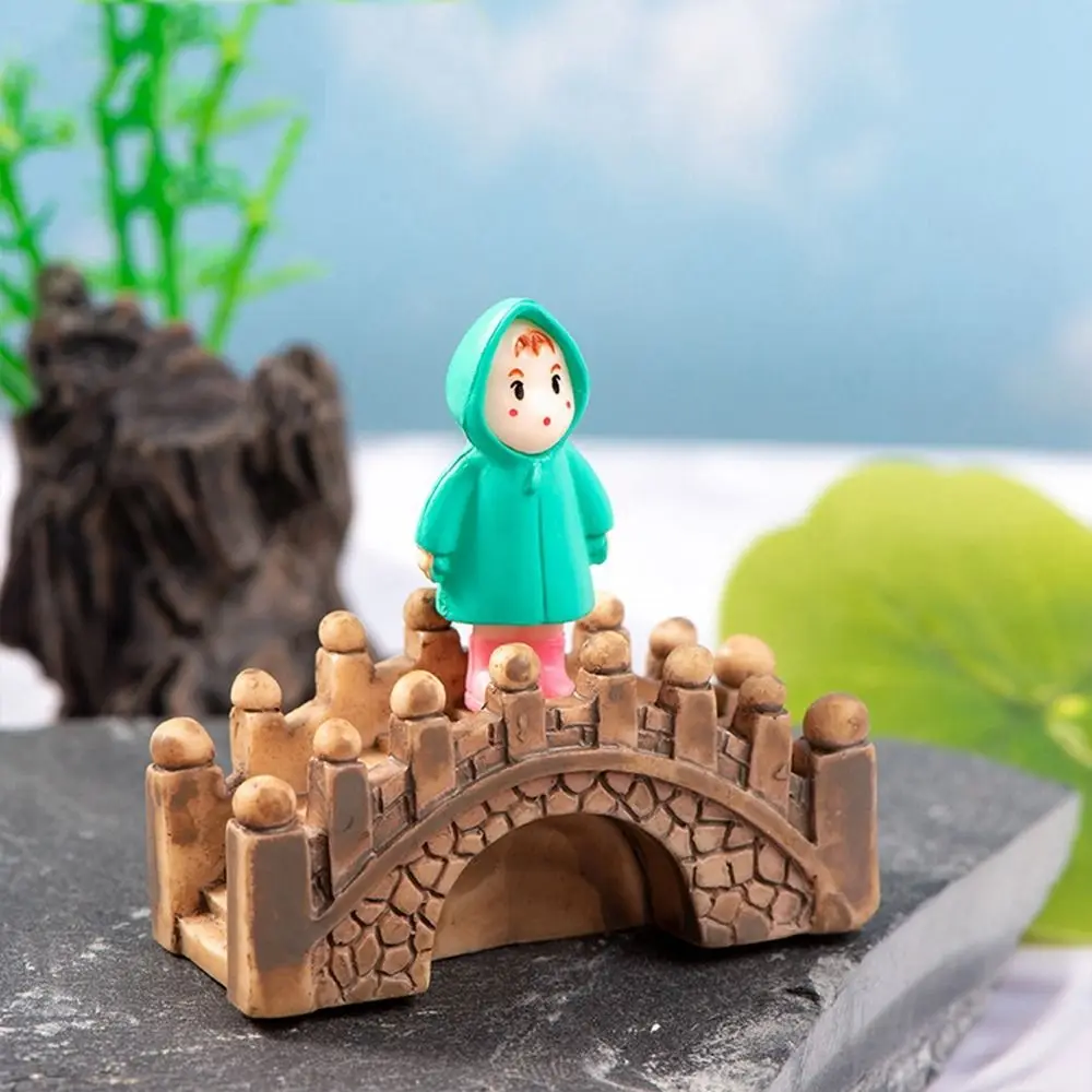 Resin Craft Resin Bridge Miniatures Creative Small Bridge Micro-landscape Jiangnan Small Bridge Court Style Mini Home Decor