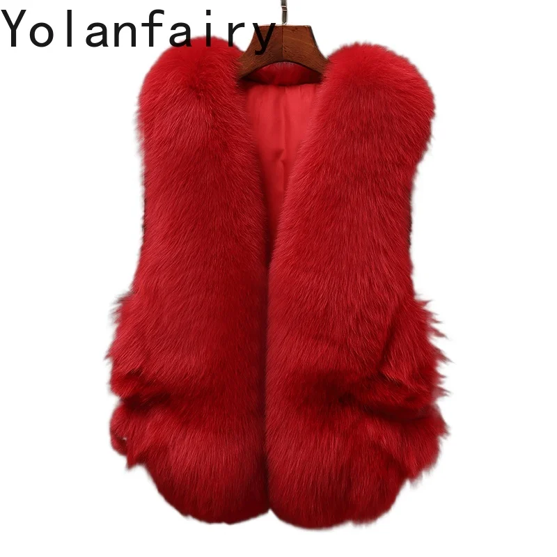 

YOLANFAIRY 2025 Natural Fur Coat Woman Autumn Winter Real Mink Fur Spliced Fox Fur Coats Sleeveless Jacket Korean Vest Waistcoat
