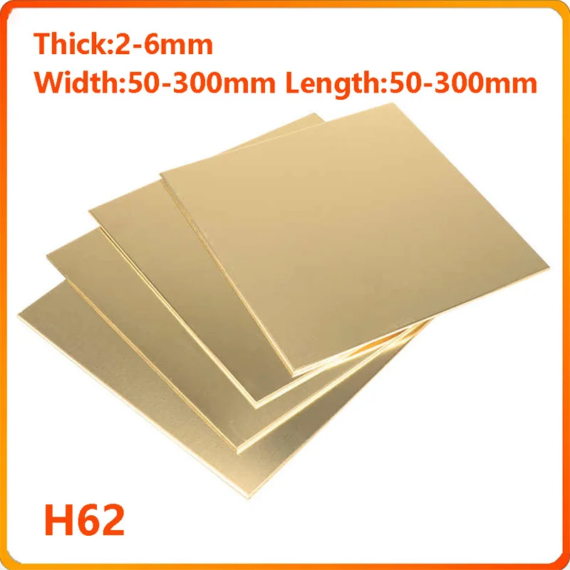 

H62 Brass Sheet Thickness 2/2.5/3/4/5/6mm Brass Plate Width 50-300mm Length 50-300mm Brass Pad