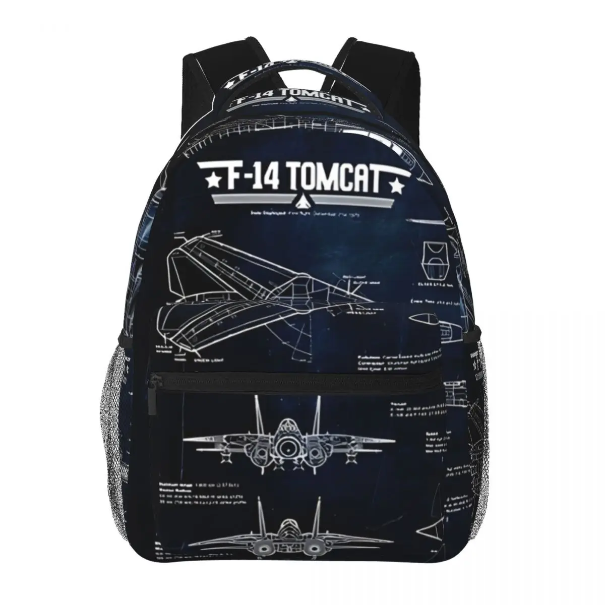 

Tomcat F-14 Blueprint Tapestry USAF Navy Backpack for Men Women Fashion High School Hiking Travel Daypack 16in