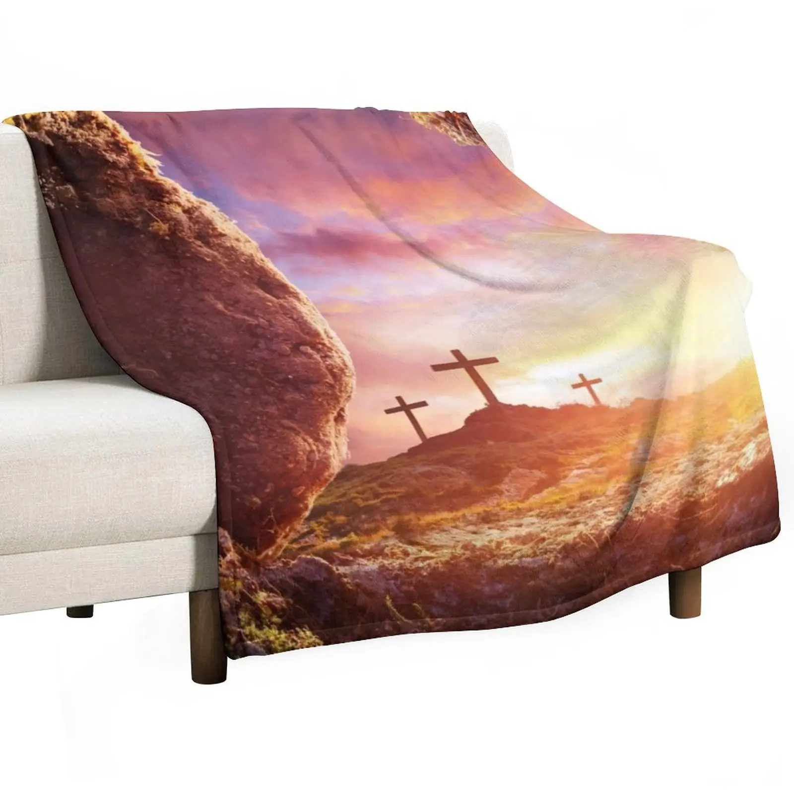 

Empty Tomb Crucifixion and Resurrection of Jesus Christ Throw Blanket Weighted heavy to sleep Blankets