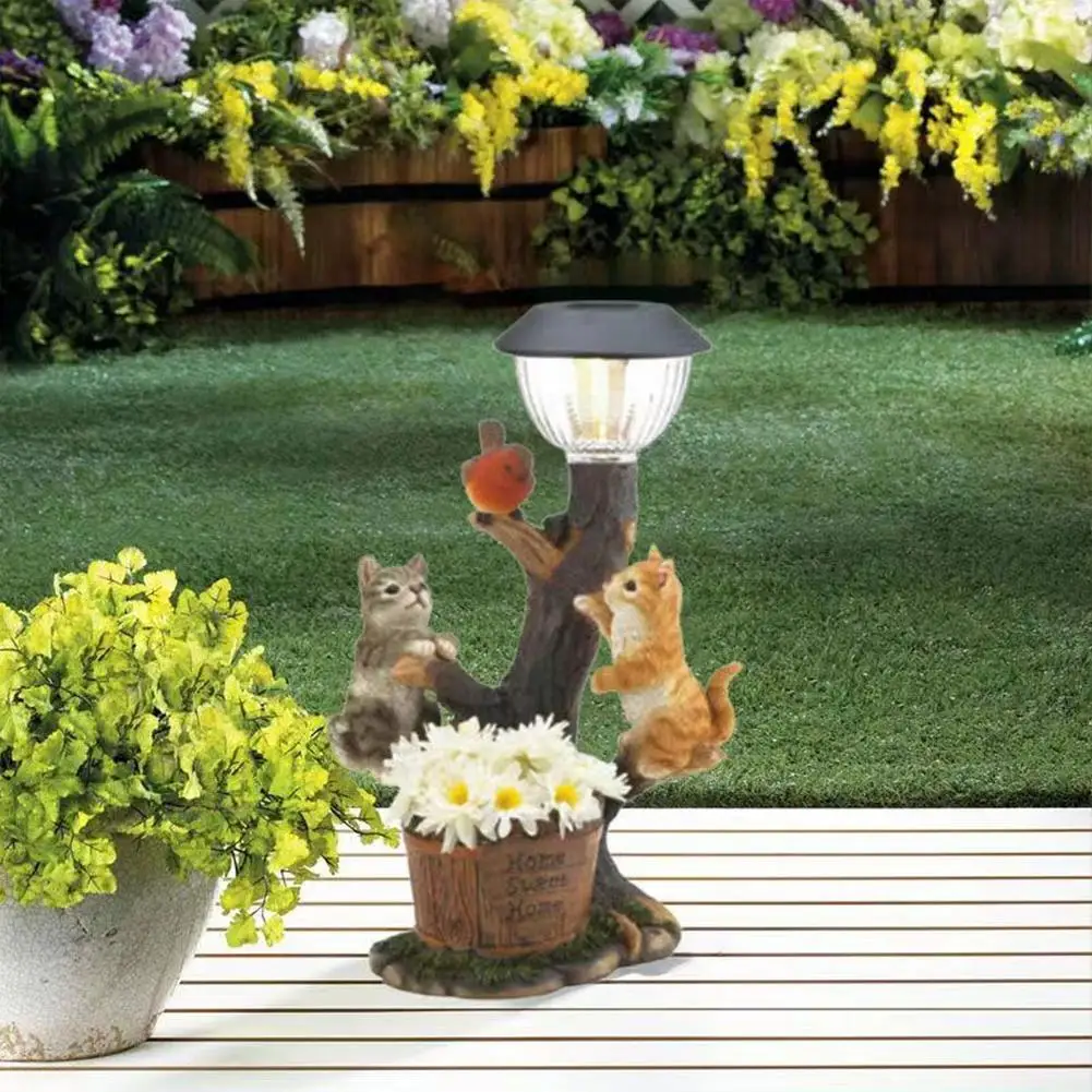 Solar Lamp voor Kat en Hond, Hond, Konijn Creativiteit, Standbeeld VensterDier Licht Decoratie Klimmen Decor, Tuin, Thuis Kamer, S0E5