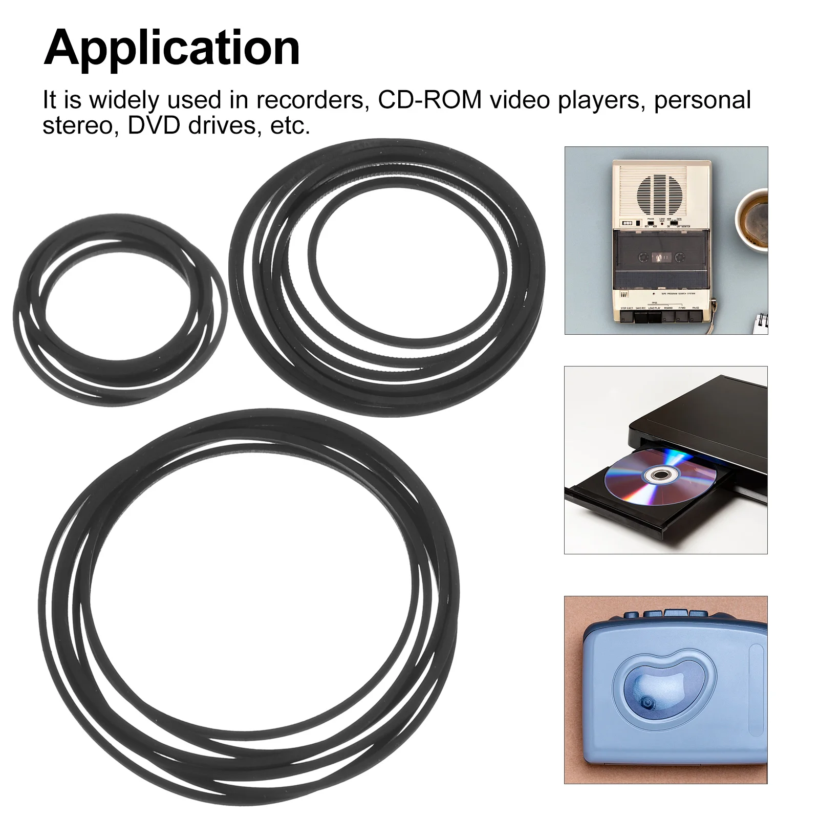 

20 Packs Cassette Recorder Belts 1mm Square 35-85mm Rubber Replacement DJ Cassette Player Belts Tape Accessories