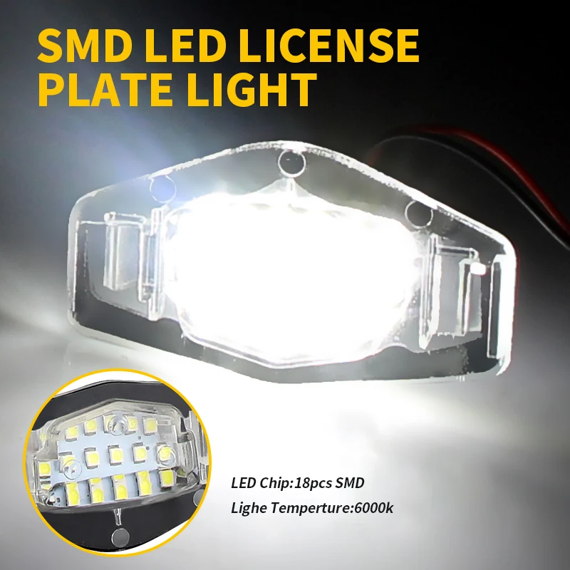 2 Pcs 12V LED No Error Canbus Car License Number Plate Light Lamp For Honda Odyssey Accord Civic 7 8 9 City MR-V MRV Pilot Luces