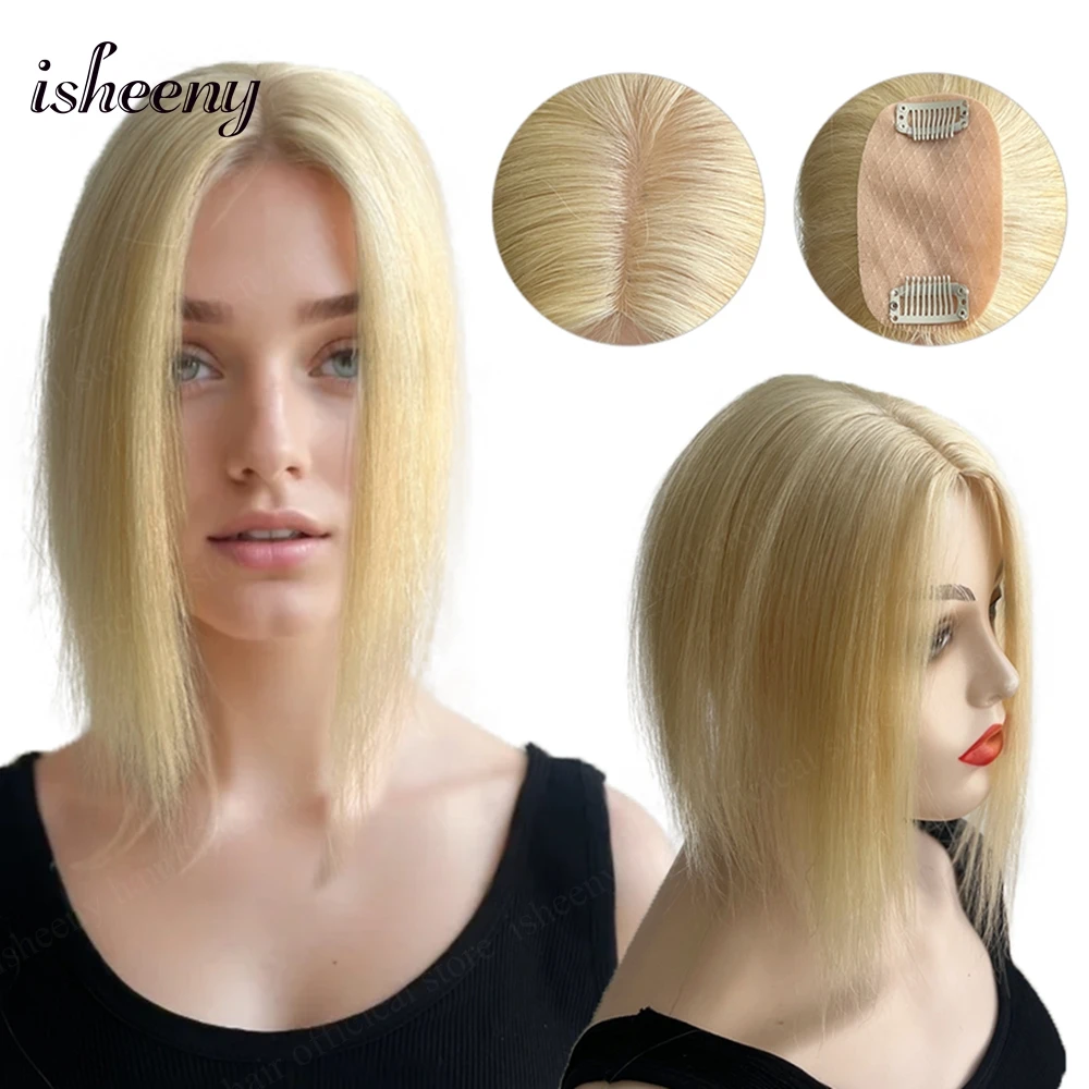 

Isheeny, центральная часть, топпер для человеческих волос, шиньон 5x9 см, дышащая сетка для волос, натуральные прямые волосы без челки для женщин, 8-14 дюймов