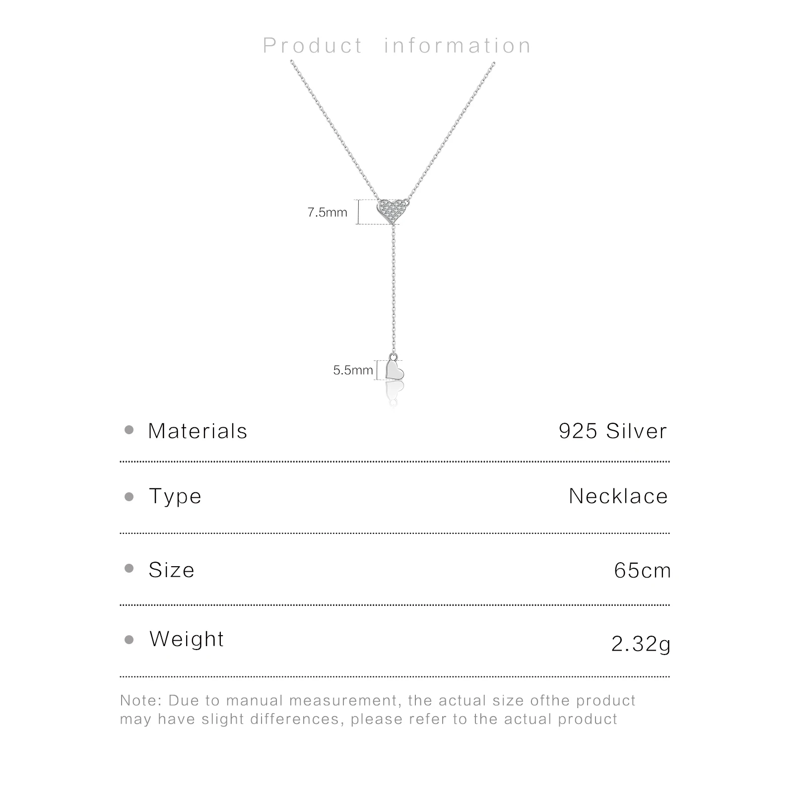 ANDYWEN Women 925 Sterling Silver Ajustable Flexible Fix Pulling Heart Long Chain Necklace Transformer Rubber Stopper Jewelry