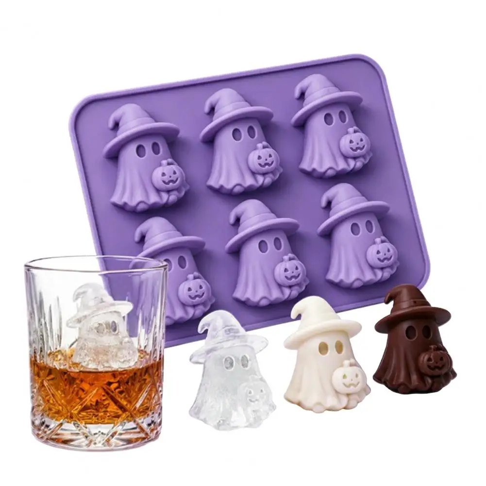 Halloween Ice Cube Tray Flexible Silicone Ice Tray Halloween Silicone Ice Cube Tray Set Ghost Pumpkin Bat Molds for Candy