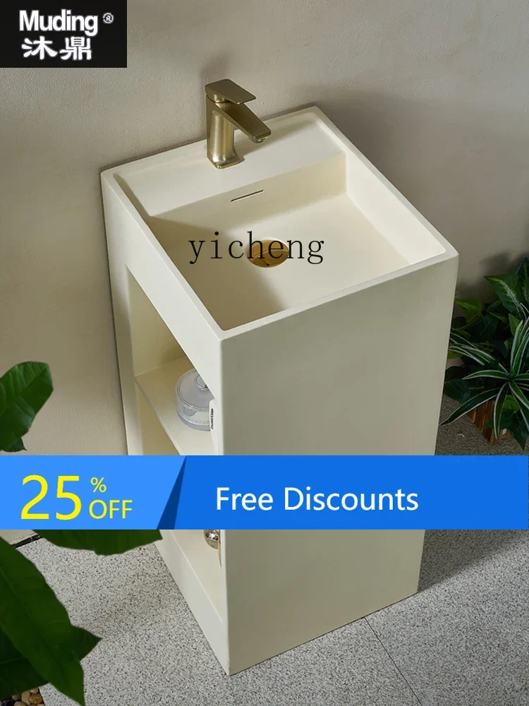 

LYY Artificial Stone Pedestal Basin Cream Style Integrated Floor Type Wash Basin Storage Storage Column Type Wash Basin