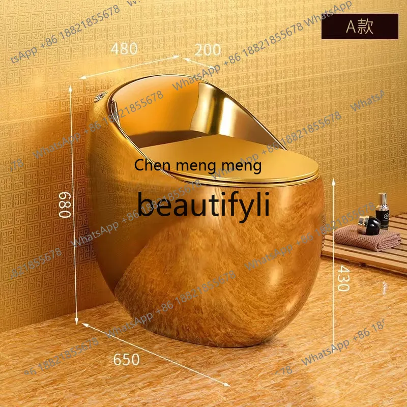 Z189 مرحاض صغير على شكل بيضة، مرحاض ذهبي طاغية محلي، مرحاض سيفون ذهبي ملون. #4