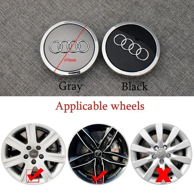69mm 4pcs Cap Hub Covers Badge Car Styling Wheel Center for Audi SLine A3 A4 A5 A6 A7 A8 TT V8 RS3 RS5 Q3 Q5 Q7 Wheel Cap Label
